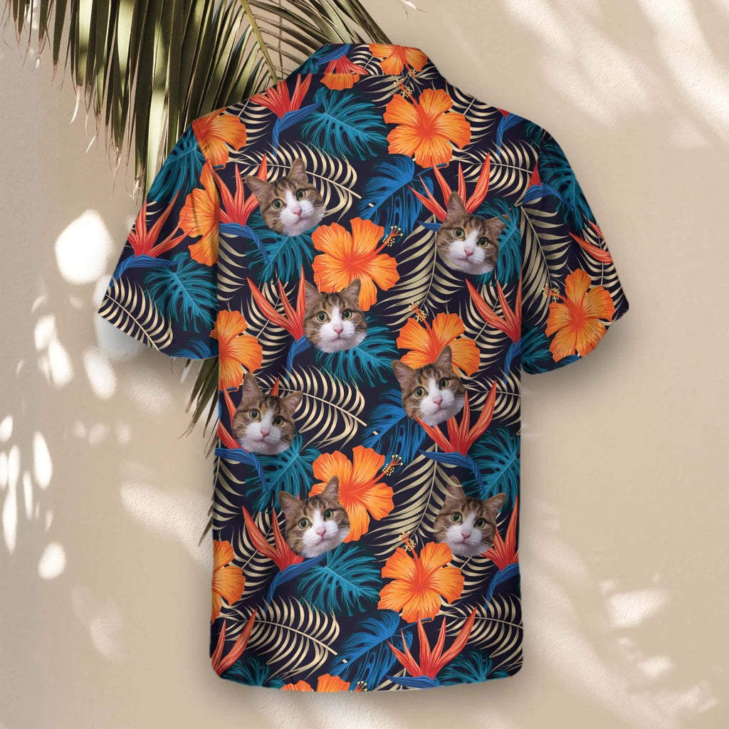 Custom Face &amp; Logo Vibrant Tropical Floral Hawaiian Shirt | Custom Gift for Beach Vacation &amp; Cruises