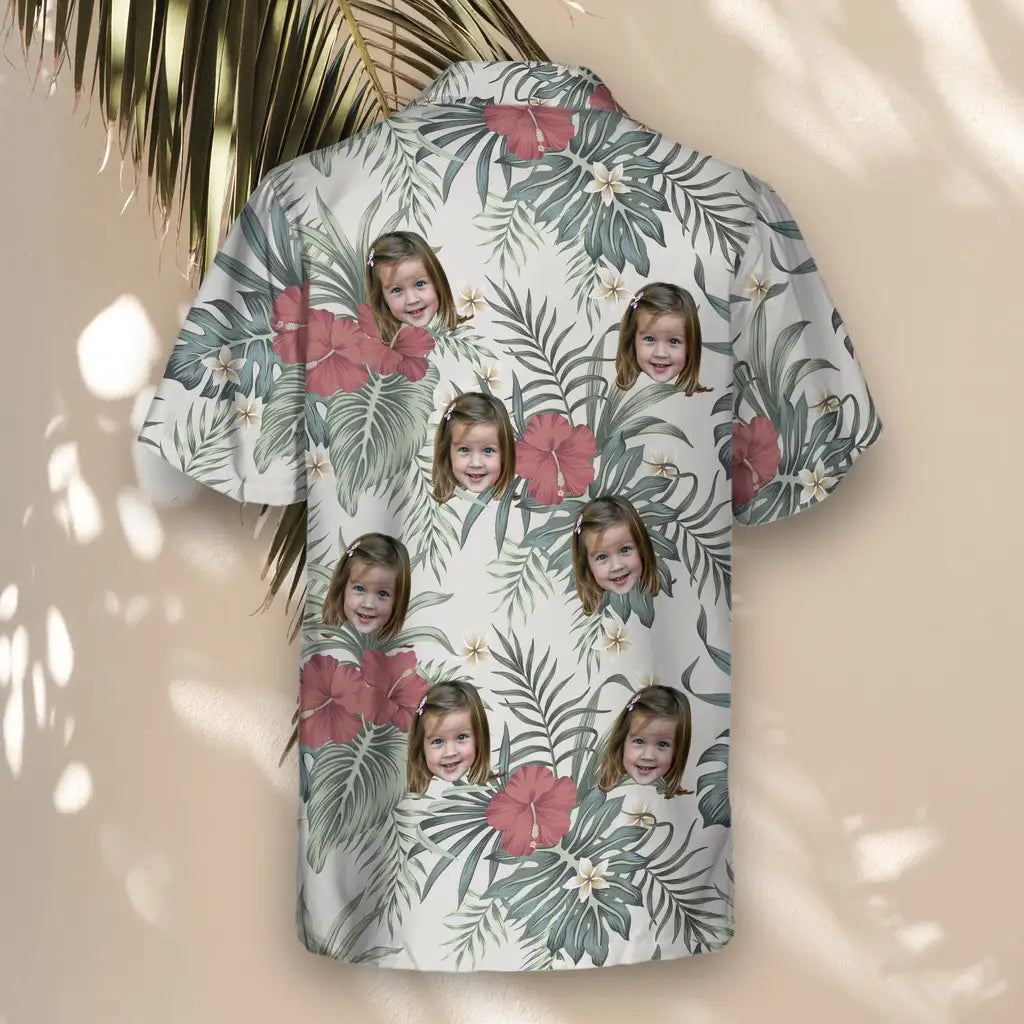 Custom Face &amp; Logo Vintage Floral Paradise Hawaiian Shirt | Perfect Vacation &amp; Tropical Party Wear