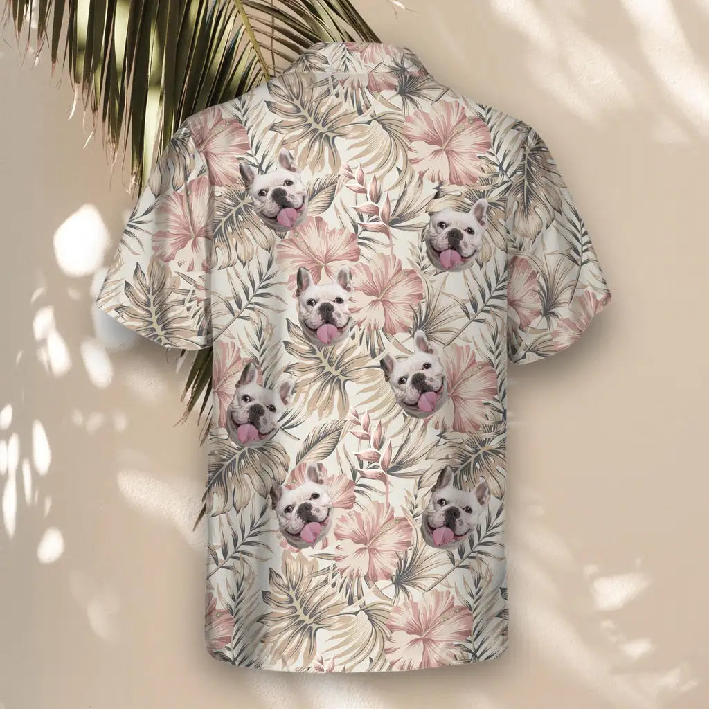 Custom Face &amp; Logo Vintage Palm Hibiscus Hawaiian Shirt | Perfect Vacation &amp; Tropical Party Wear