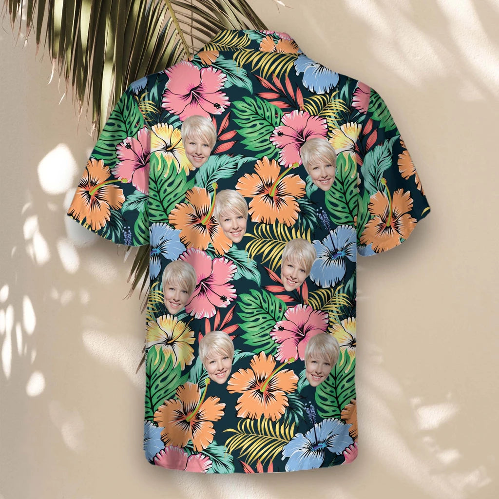 Custom Face &amp; Logo Vivid Summer Hawaiian Shirt | Unique Summer Beach Gift for Men