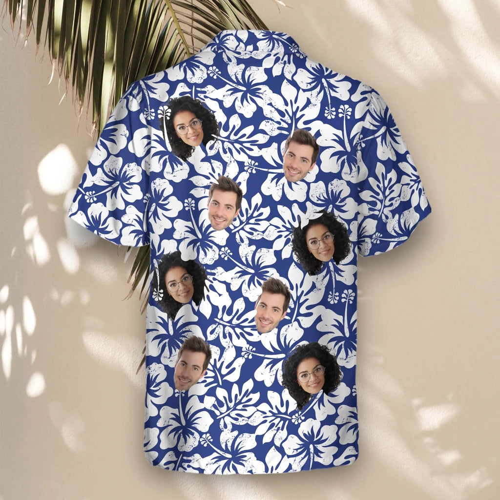 Custom Face &amp; Logo Weathered Tropic Hibiscus Hawaiian Shirt | Custom Gift for Beach Vacation &amp; Cruises