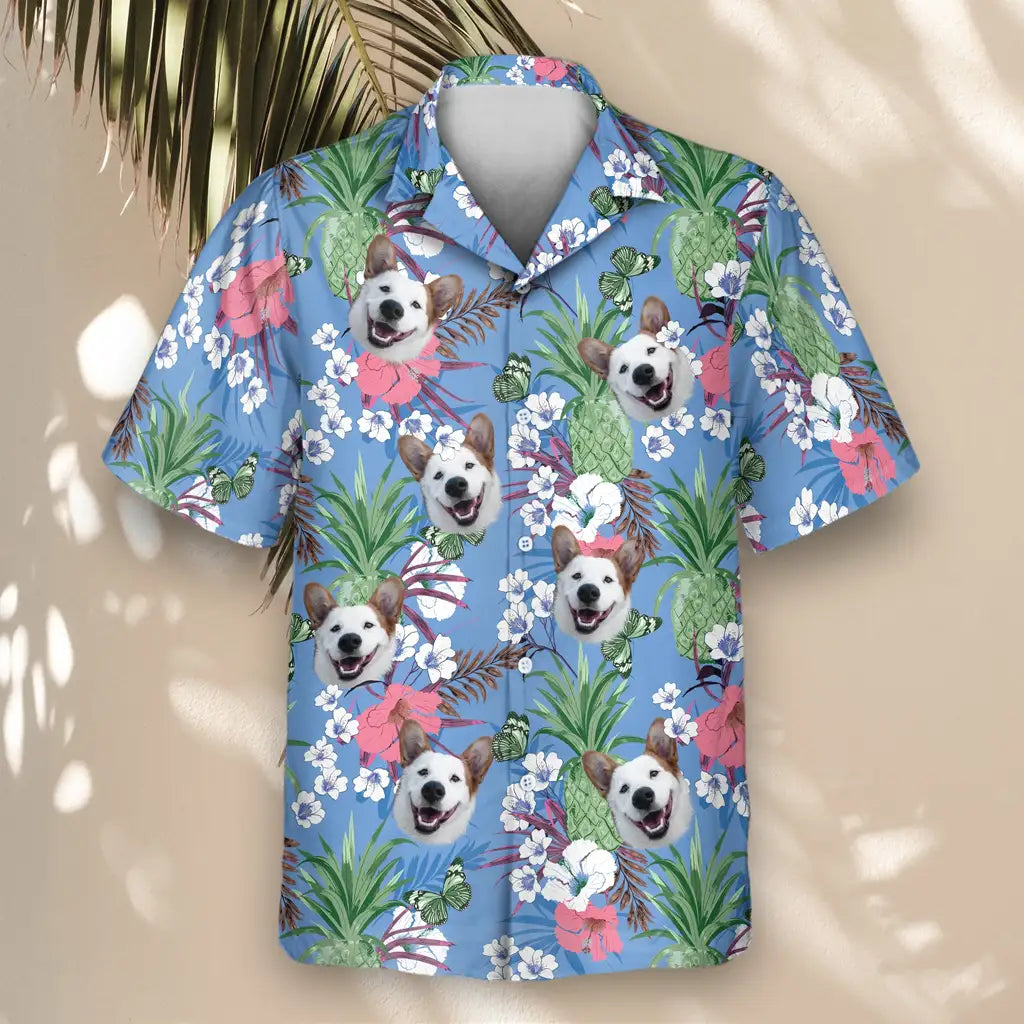 Custom Face &amp; Logo Aloha Bloom Hawaiian Shirt | Custom Gift for Beach Vacation &amp; Cruises