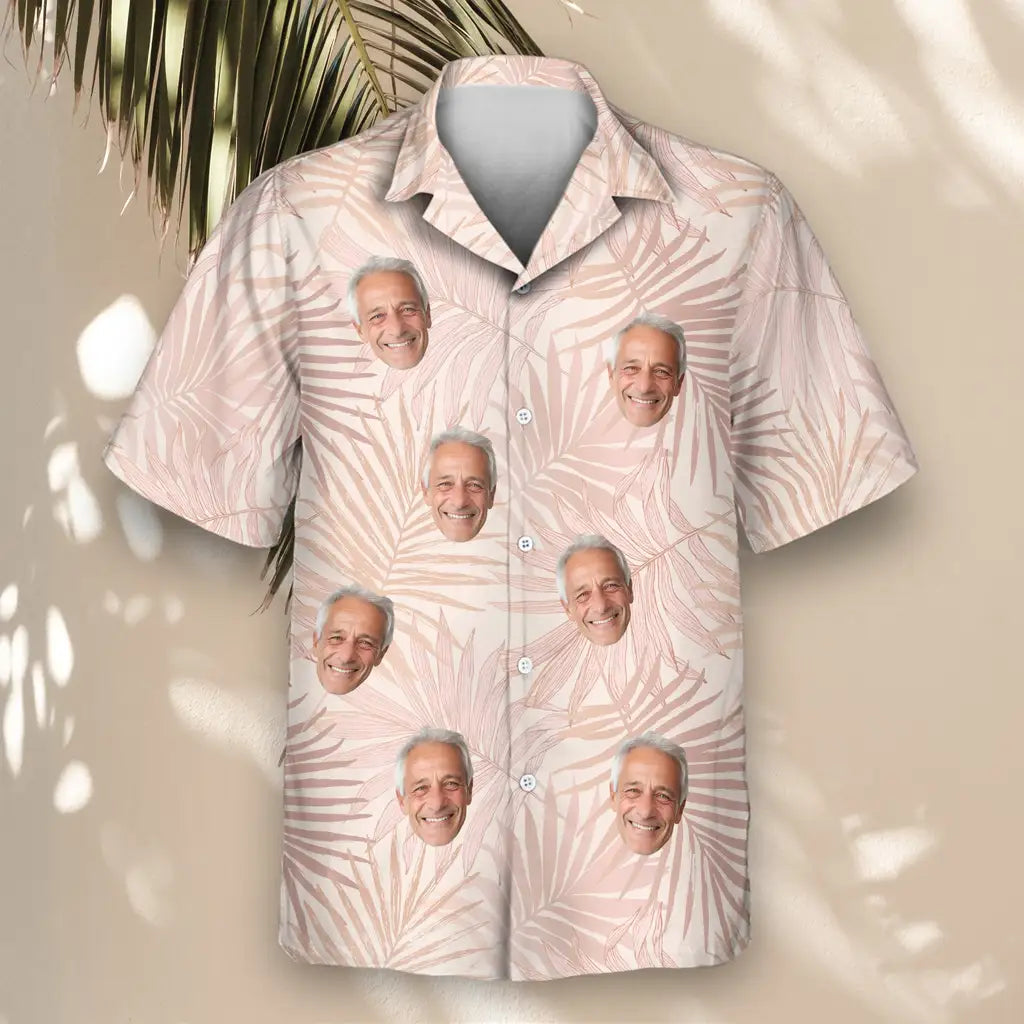 Custom Face &amp; Logo Blush Tropics Hawaiian Shirt | Unique Summer Beach Gift for Men