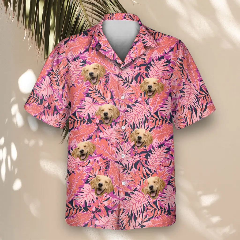 Custom Face &amp; Logo Bright Colorful Tropical Florals Hawaiian Shirt | Custom Gift for Beach Vacation &amp; Cruises