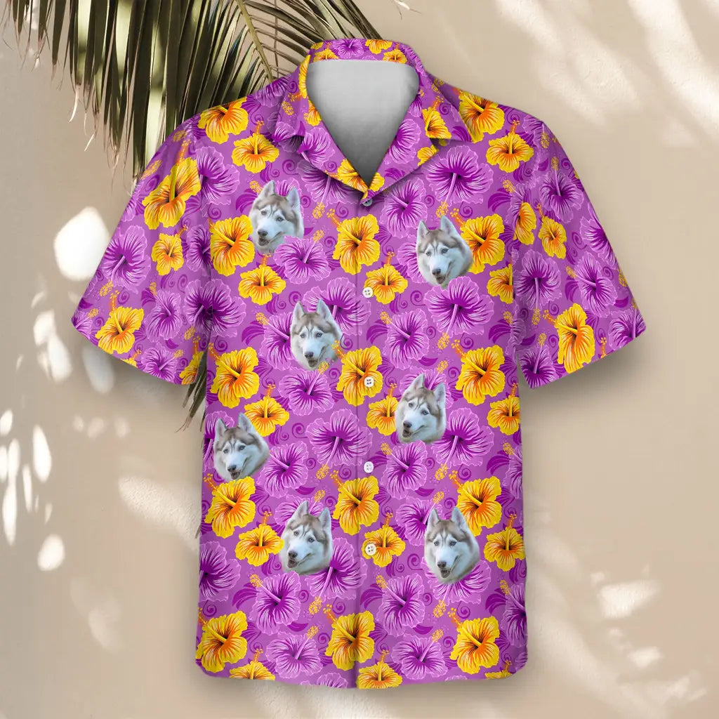 Custom Face &amp; Logo Enchanted Hibiscus Garden Hawaiian Shirt | Custom Gift for Beach Vacation &amp; Cruises