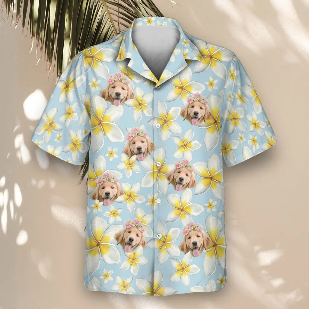 Custom Face &amp; Logo Frangipani Paradise Hawaiian Shirt | Custom Gift for Beach Vacation &amp; Cruises
