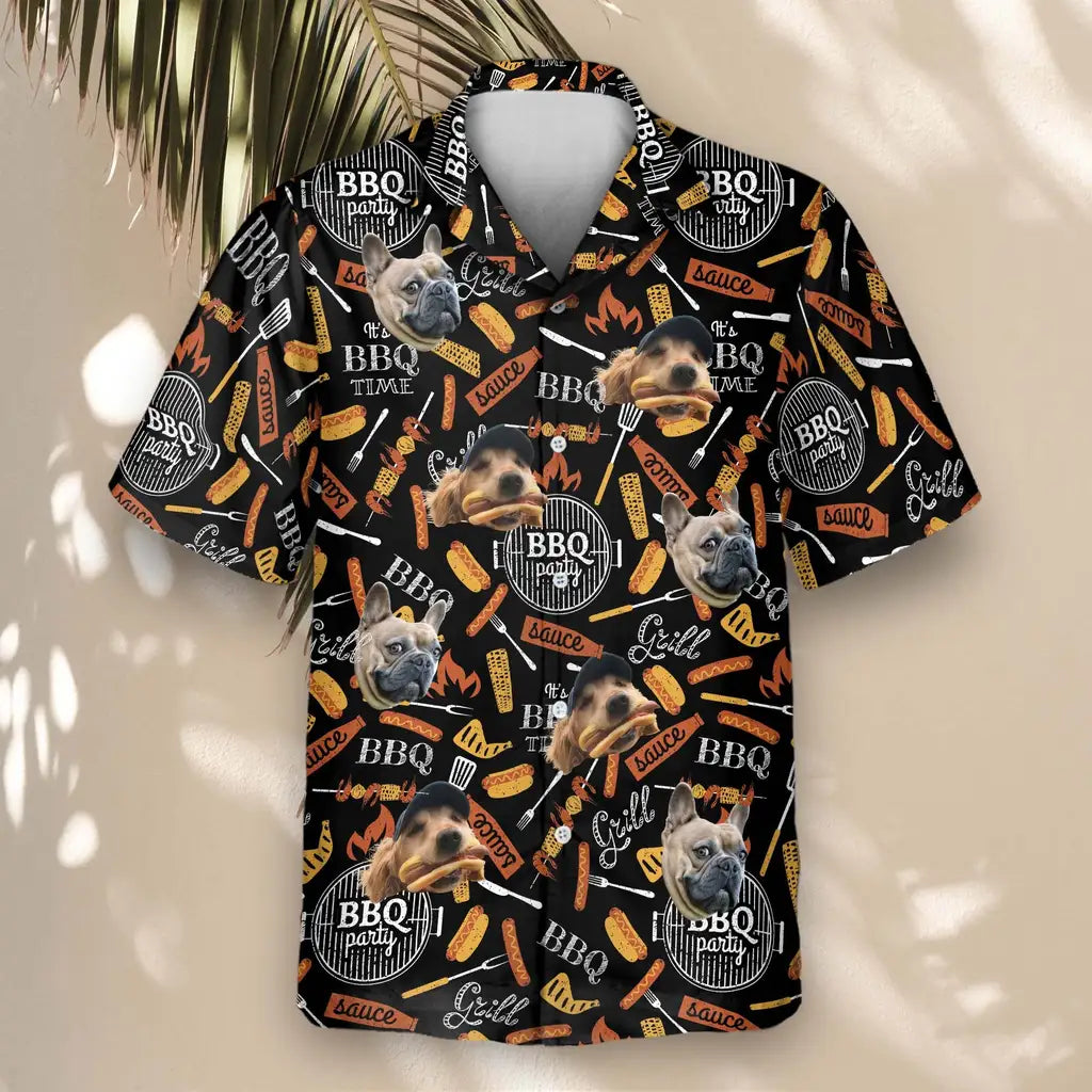 Custom Face &amp; Logo Grill Master Hawaiian Shirt | Perfect Backyard BBQ &amp; Summer Gathering