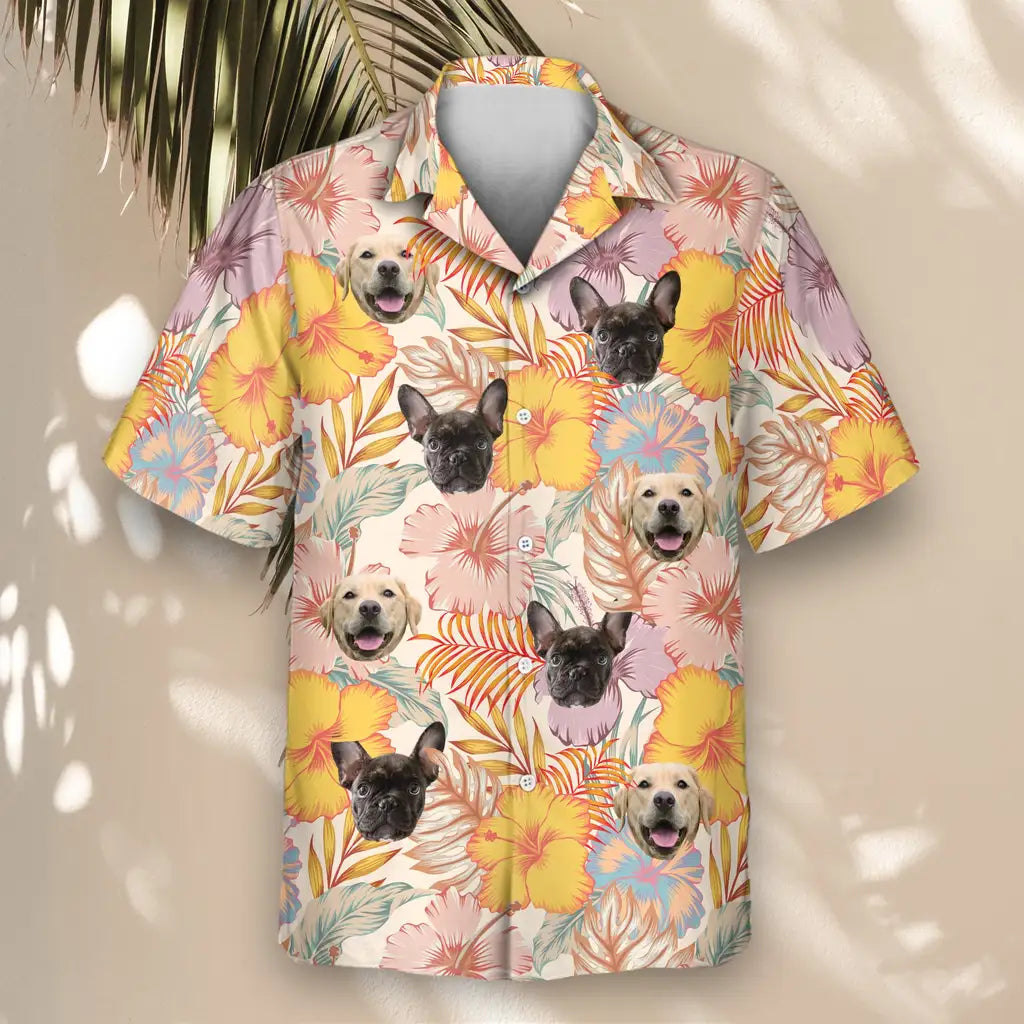 Custom Face &amp; Logo Hibiscus Summer Hawaiian Shirt | Custom Gift for Beach Vacation &amp; Cruises