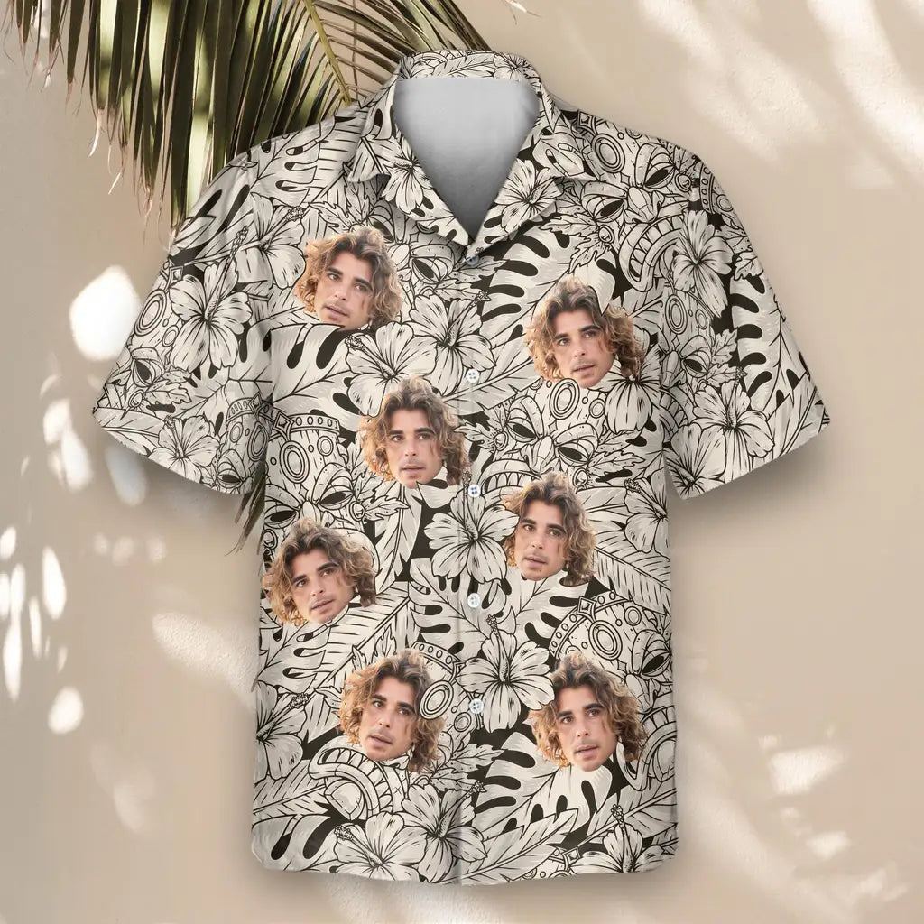 Custom Face &amp; Logo Island Tiki Vibes Hawaiian Shirt | Great for Themed Parties &amp; Group Events