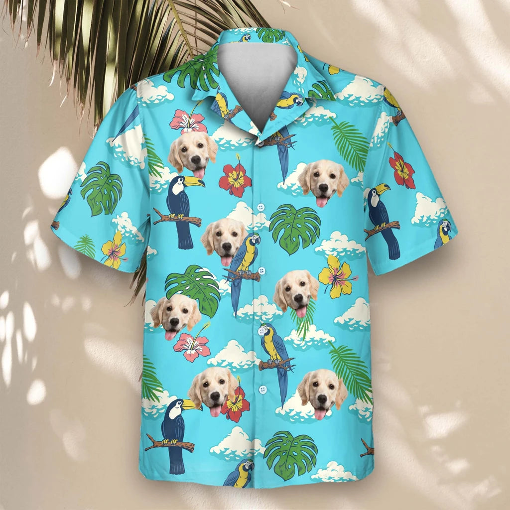 Custom Face &amp; Logo Jungle Bird Paradise Hawaiian Shirt | Unique Gift for Wildlife Lovers