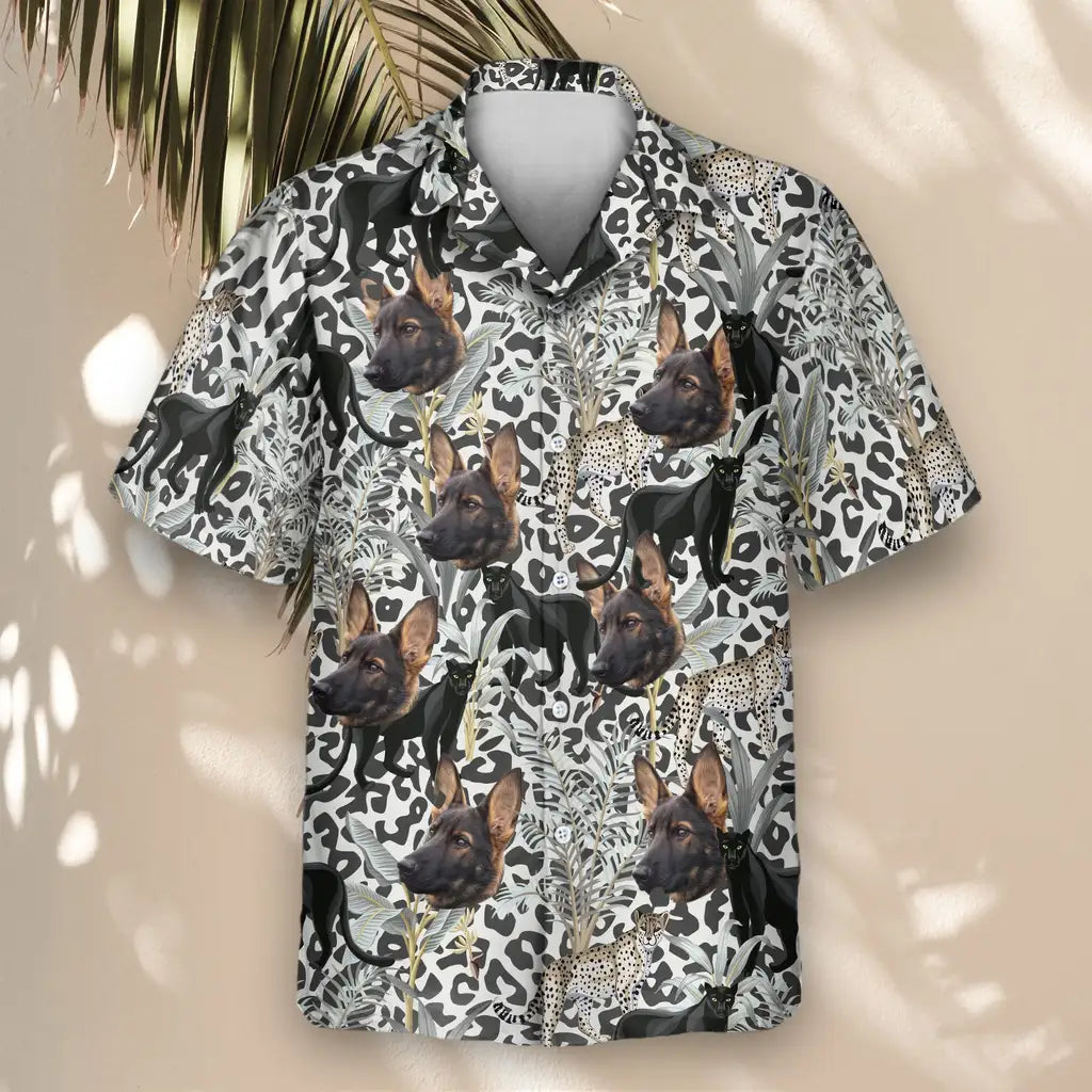 Custom Face &amp; Logo Jungle Prowl Hawaiian Shirt | Unique Gift for Wildlife Lovers