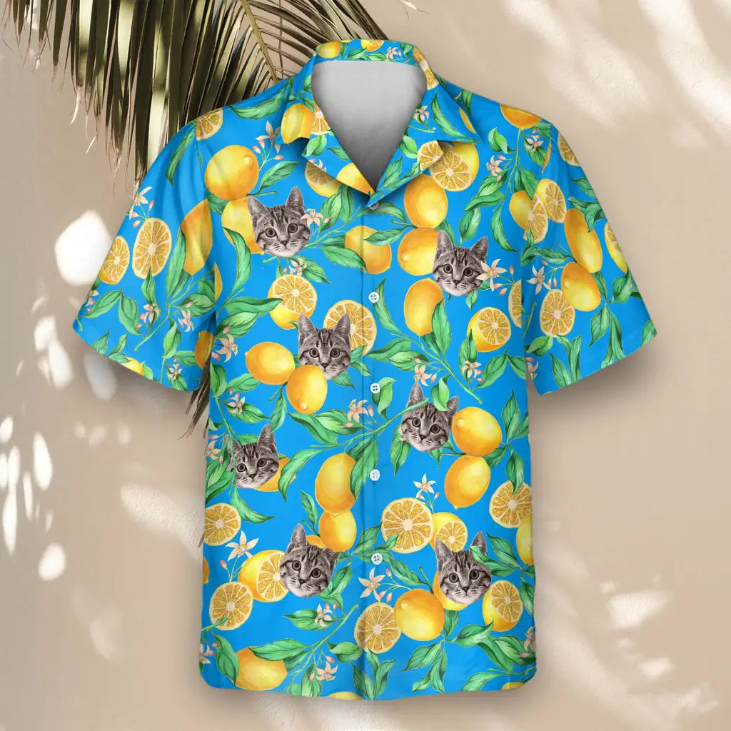 Custom Face &amp; Logo Lemon Grove Breeze Hawaiian Shirt | Fresh Summer Fruit Lover Gift