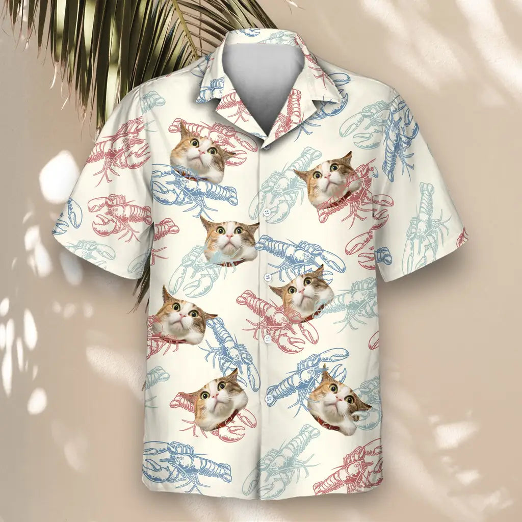 Custom Face &amp; Logo Lobster Fest Hawaiian Shirt | Perfect Backyard BBQ &amp; Summer Gathering