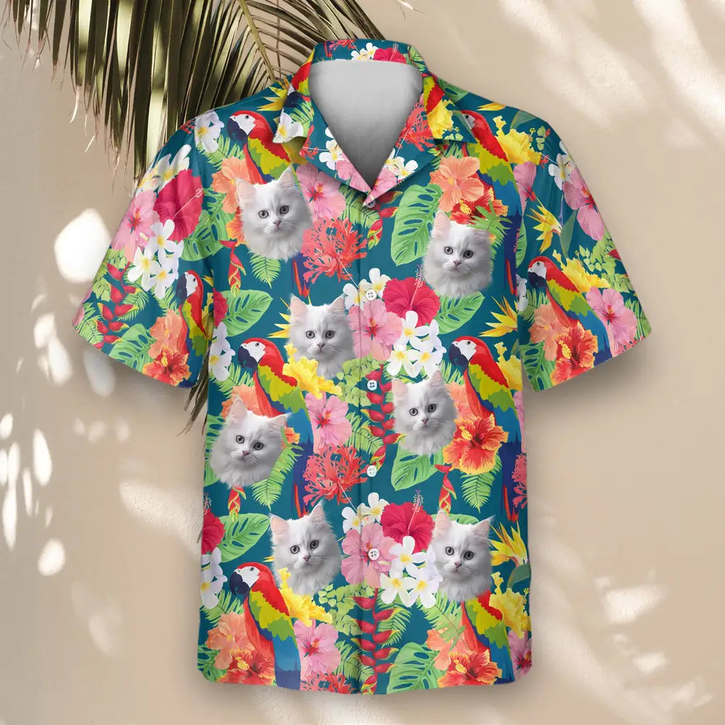 Custom Face &amp; Logo Macaw Jungle Vibes Hawaiian Shirt | Unique Gift for Wildlife Lovers