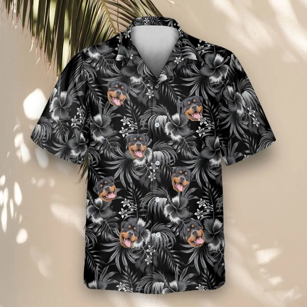 Custom Face &amp; Logo Midnight Hibiscus Paradise Hawaiian Shirt | Custom Gift for Beach Vacation &amp; Cruises