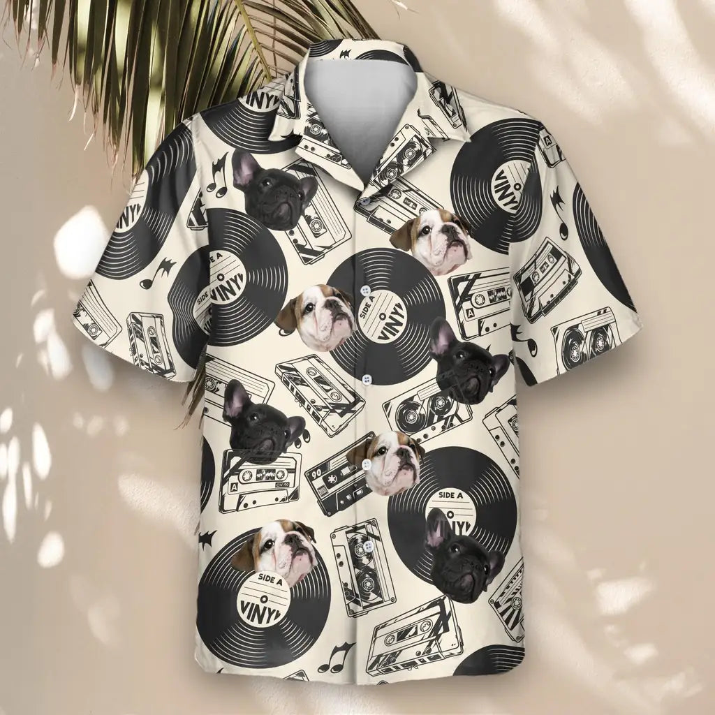 Custom Face &amp; Logo Retro Record Vibes Hawaiian Shirt | Perfect Vacation &amp; Tropical Party Wear