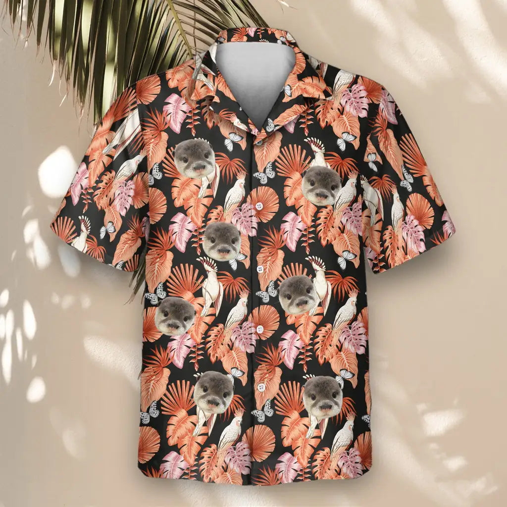 Custom Face &amp; Logo Rosy Paradise Hawaiian Shirt | Unique Summer Beach Gift for Men