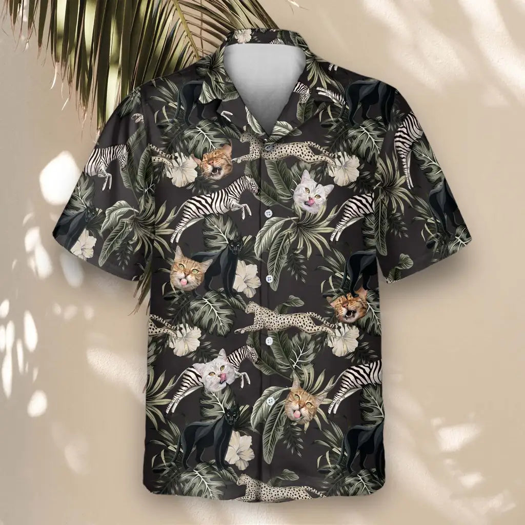 Custom Face &amp; Logo Running Wildlife Animal Hawaiian Shirt | Unique Gift for Wildlife Lovers