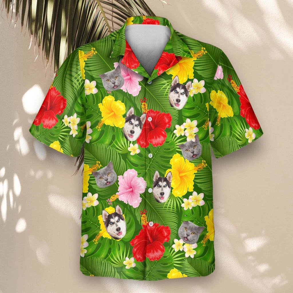 Custom Face &amp; Logo Summer Tropical Hawaiian Shirt | Unique Summer Beach Gift for Men
