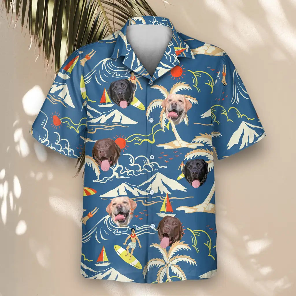 Custom Face &amp; Logo Surf Island Vibes Hawaiian Shirt | Perfect Beach &amp; Surf Adventure