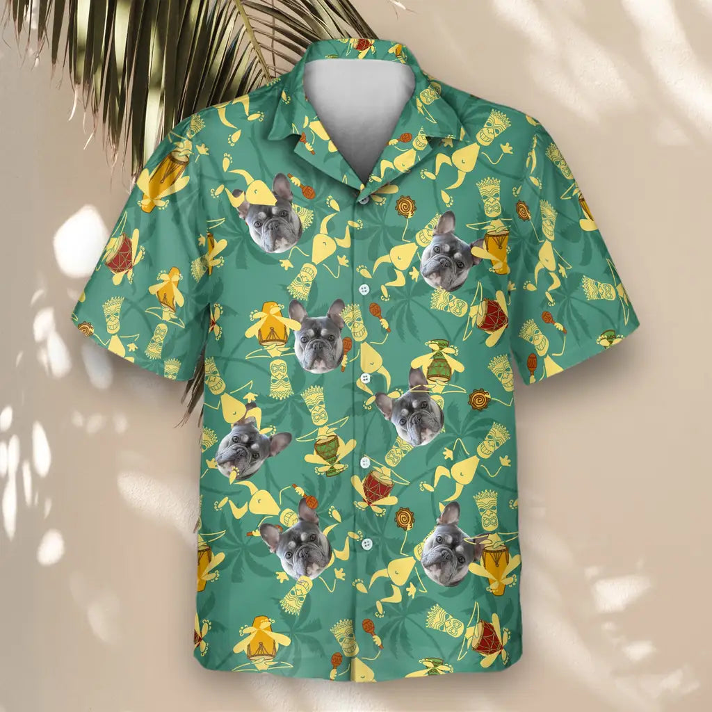 Custom Face &amp; Logo Tribal Rhythm Vibes Hawaiian Shirt | Unique Summer Beach Gift for Men