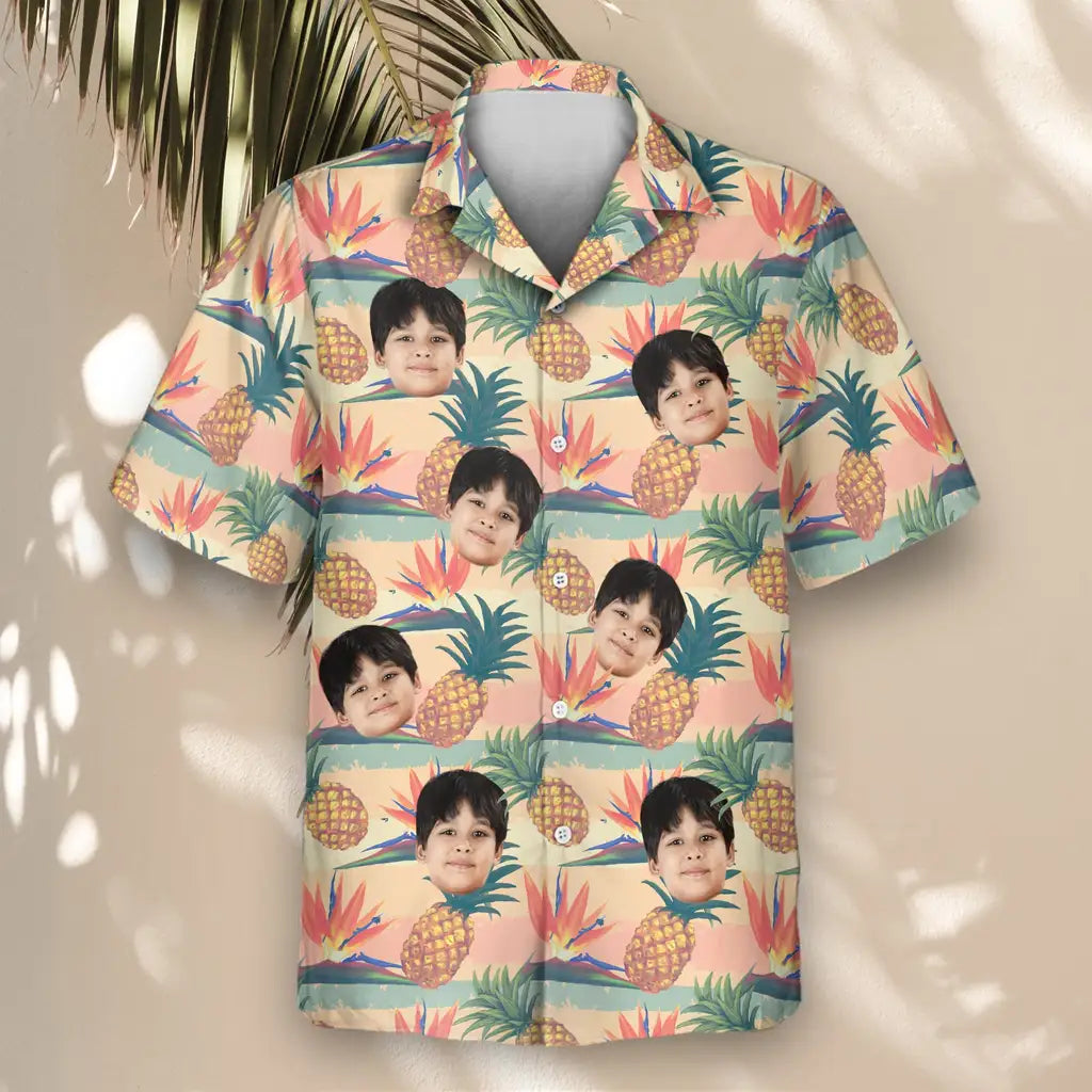 Custom Face &amp; Logo Tropical Bloom Hawaiian Shirt | Custom Gift for Beach Vacation &amp; Cruises