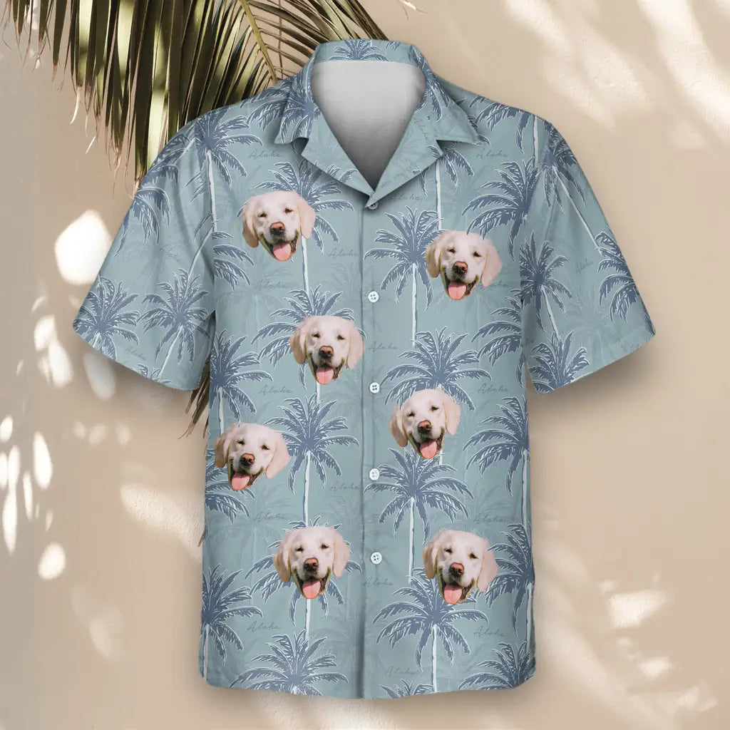 Custom Face &amp; Logo Tropical Breeze Hawaiian Shirt | Unique Summer Beach Gift for Men
