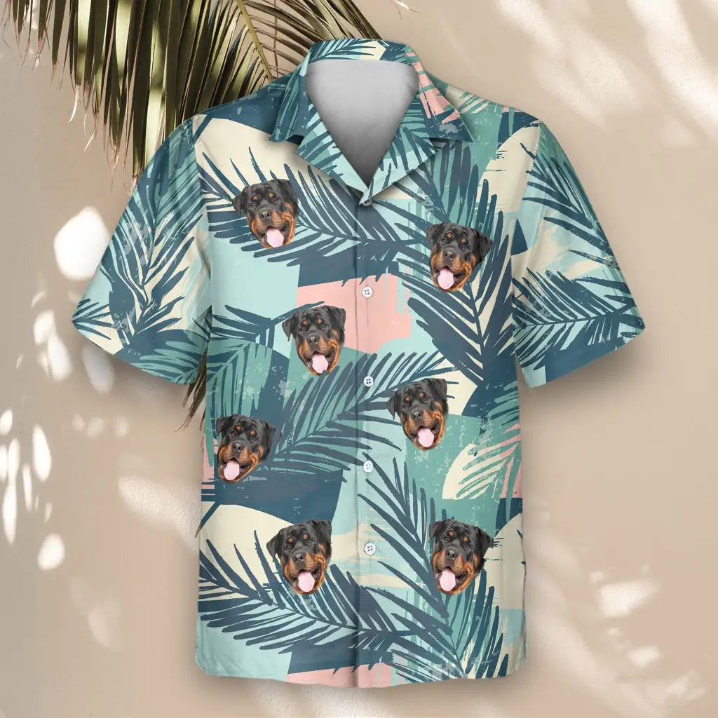 Custom Face &amp; Logo Tropical Color Pop Hawaiian Shirt | Unique Summer Beach Gift for Men