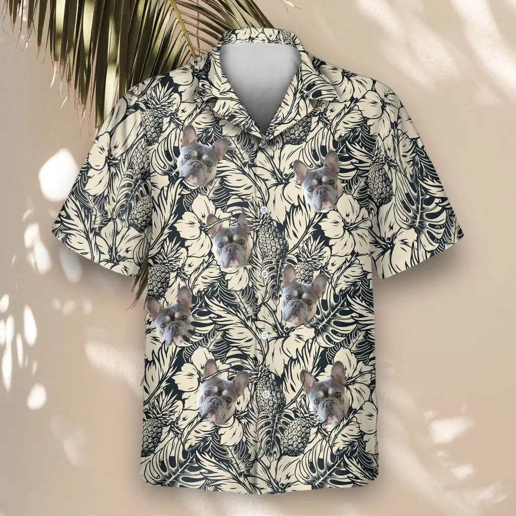 Custom Face &amp; Logo Tropical Garden Elegance Hawaiian Shirt | Unique Summer Beach Gift for Men