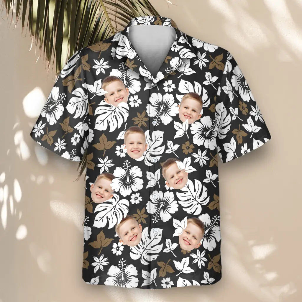 Custom Face &amp; Logo Tropical Hibiscus Flower Hawaiian Shirt | Custom Gift for Beach Vacation &amp; Cruises