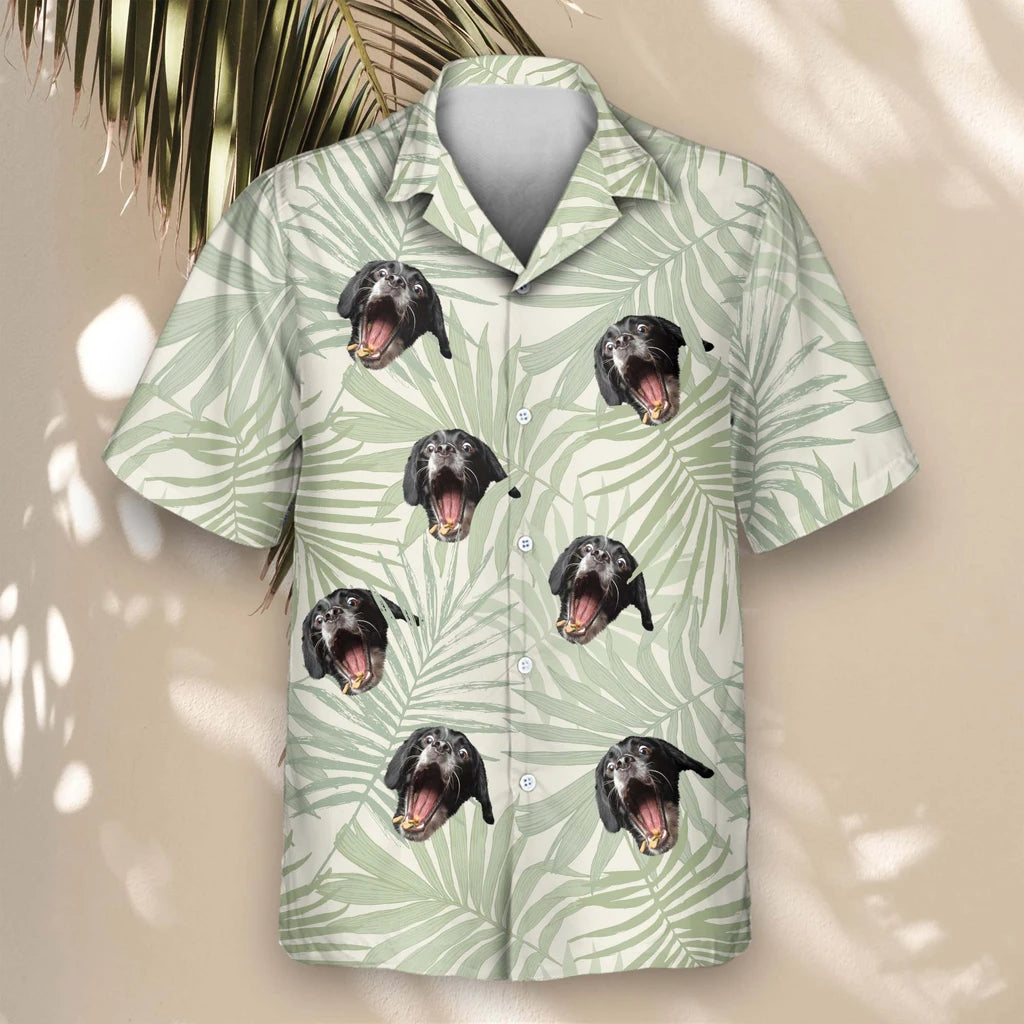 Custom Face &amp; Logo Tropical Leaf Dreams Hawaiian Shirt | Unique Summer Beach Gift for Men