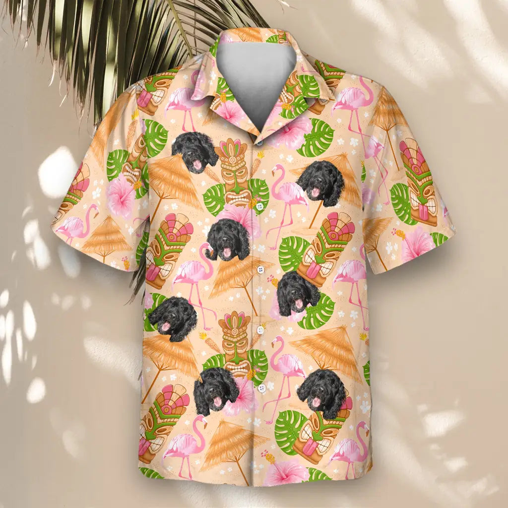 Custom Face &amp; Logo Tropical Tiki Grill Fest Hawaiian Shirt | Perfect Backyard BBQ &amp; Summer Gathering