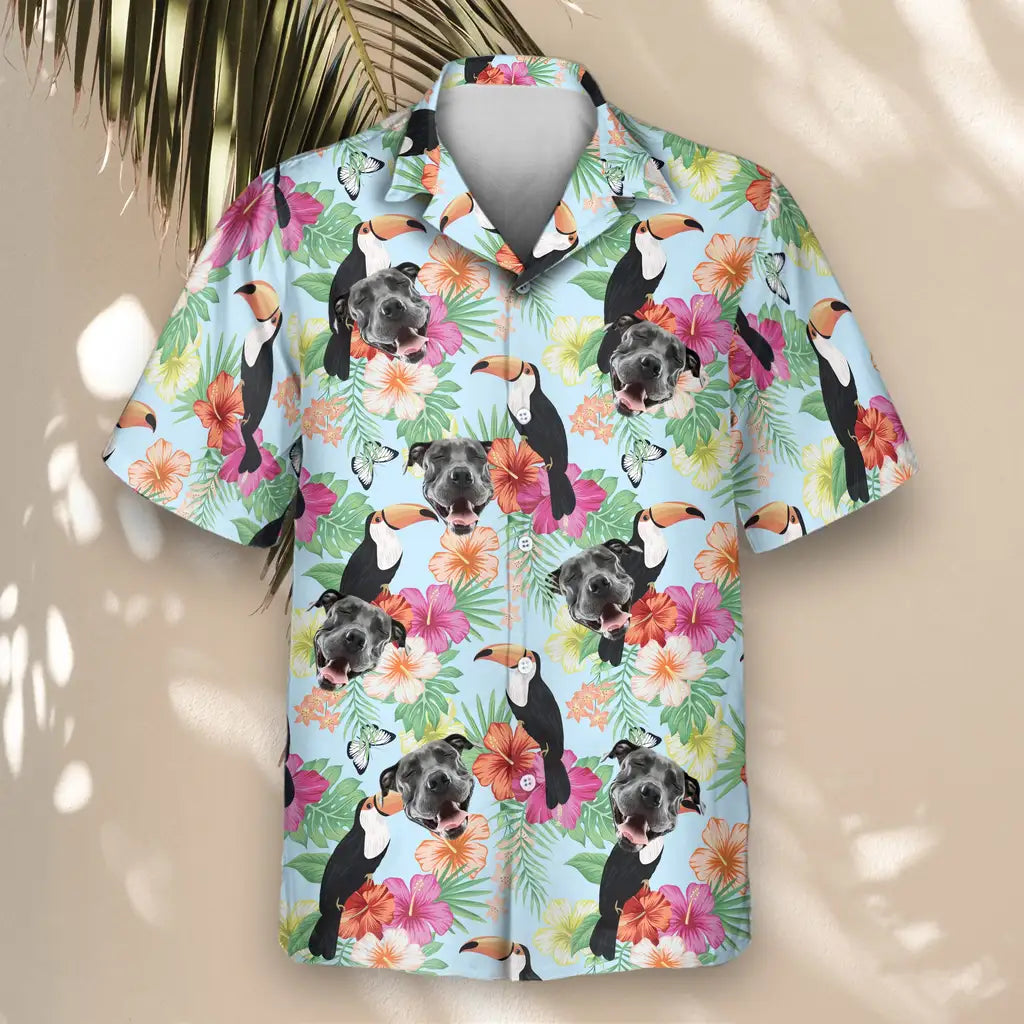 Custom Face &amp; Logo Tropical Toucan Hawaiian Shirt | Unique Gift for Wildlife Lovers