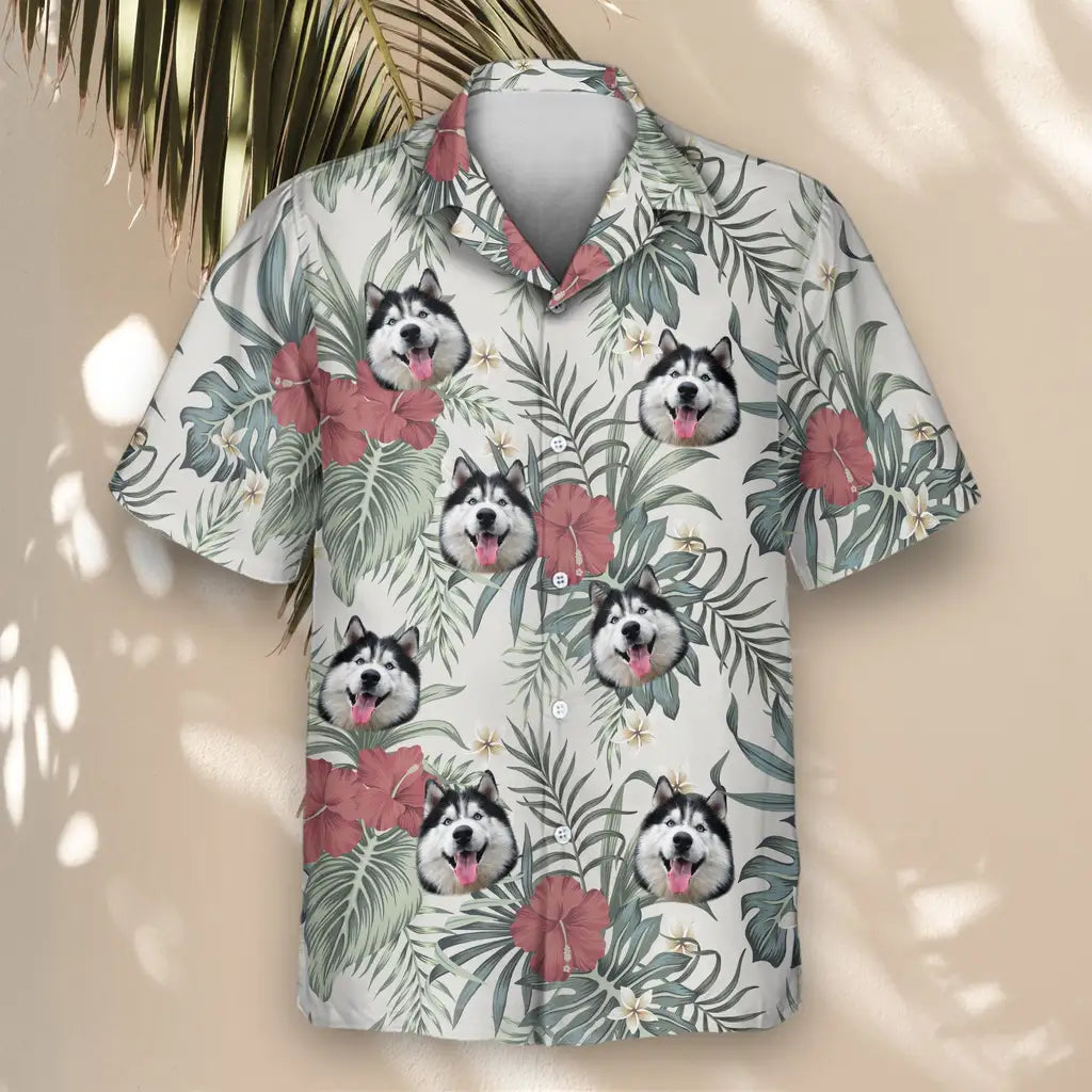 Custom Face &amp; Logo Vintage Floral Paradise Hawaiian Shirt | Perfect Vacation &amp; Tropical Party Wear