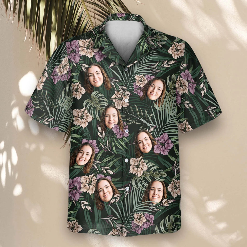 Custom Face &amp; Logo Vintage Tropical Natural Hawaiian Shirt | Perfect Vacation &amp; Tropical Party Wear