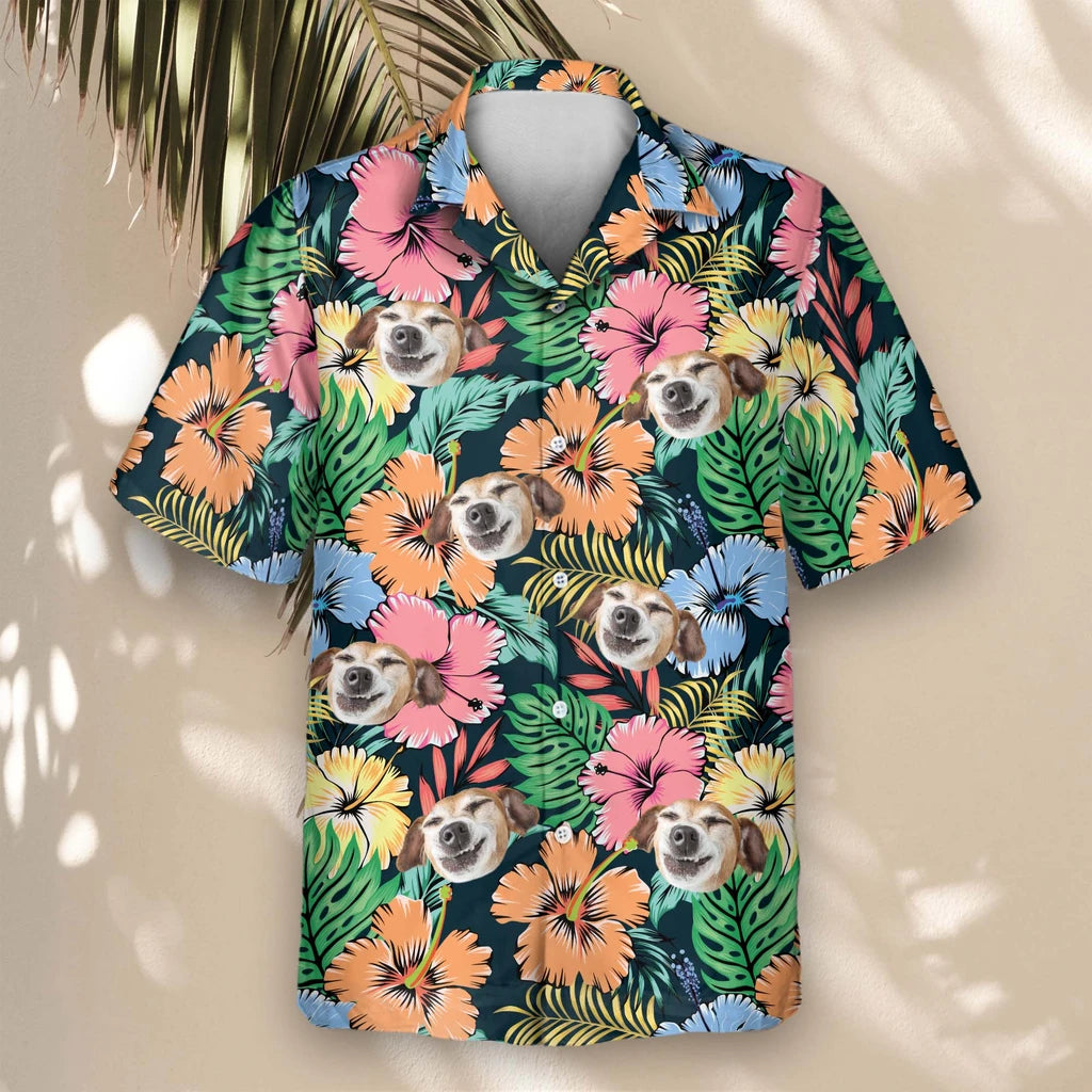 Custom Face &amp; Logo Vivid Summer Hawaiian Shirt | Unique Summer Beach Gift for Men