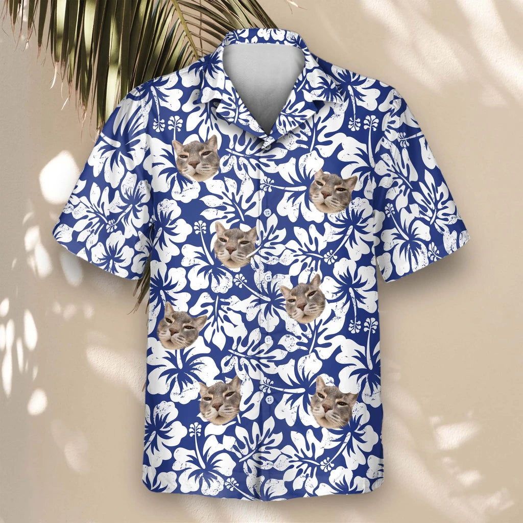 Custom Face &amp; Logo Weathered Tropic Hibiscus Hawaiian Shirt | Custom Gift for Beach Vacation &amp; Cruises
