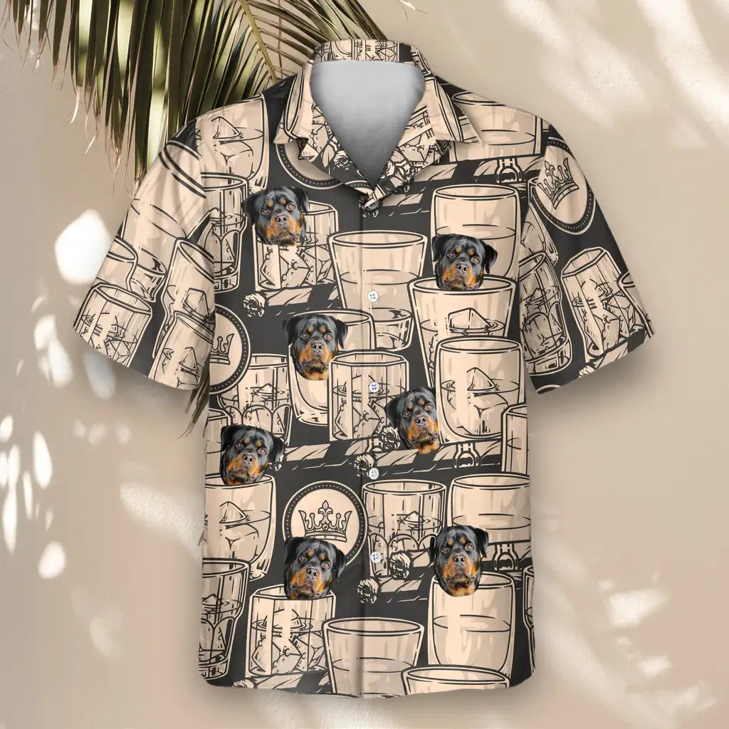 Custom Face &amp; Logo Whiskey Booze Hawaiian Shirt | Great Gift for Party Lovers &amp; Celebration