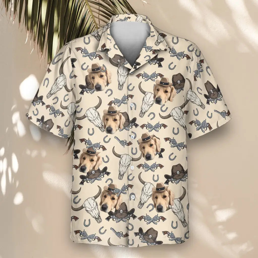 Custom Face &amp; Logo Wild West Justice Hawaiian Shirt | Unique Summer Beach Gift for Men
