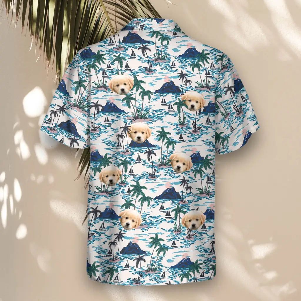 Custom Face &amp; Logo Sunset Sail Hawaiian Shirt | Unique Summer Beach Gift for Men