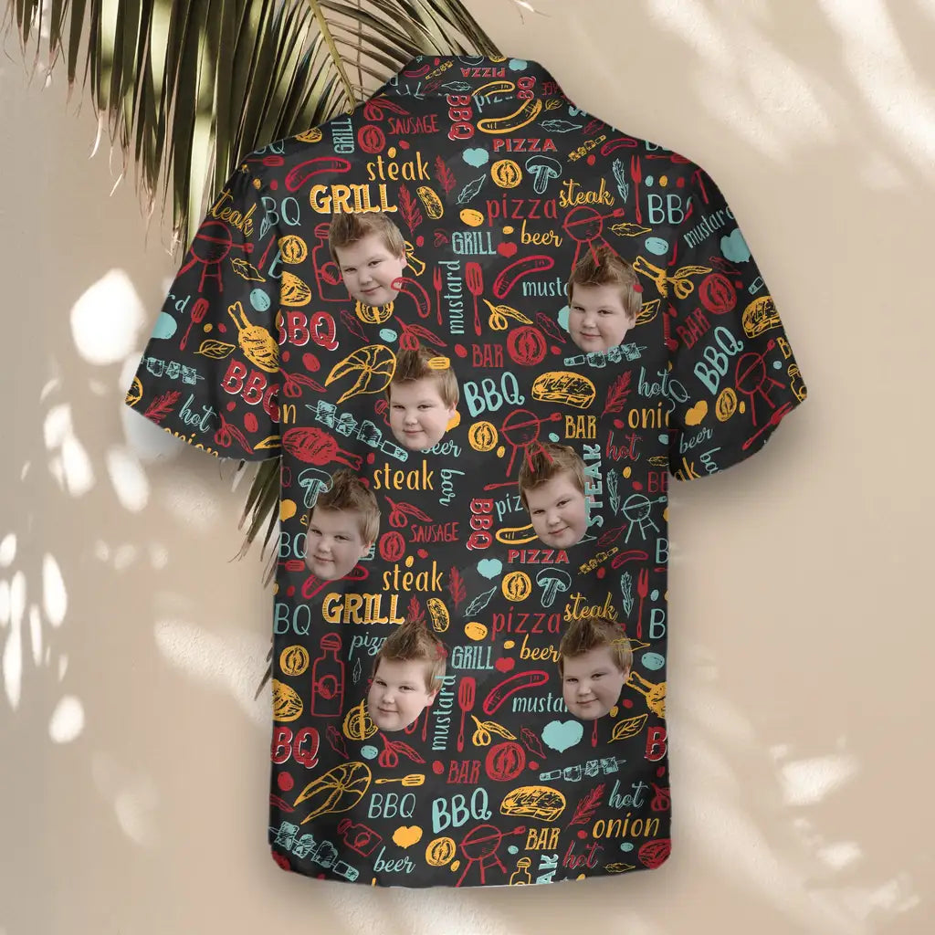 Custom Face &amp; Logo BBQ Royale Night Hawaiian Shirt | Perfect Backyard BBQ &amp; Summer Gathering