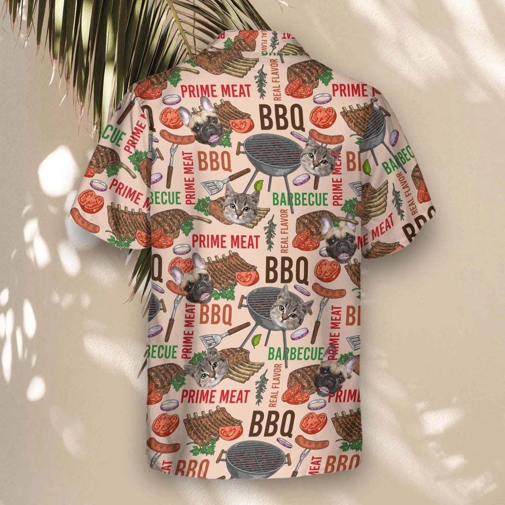 Custom Face &amp; Logo Barbecue Time Hawaiian Shirt | Perfect Backyard BBQ &amp; Summer Gathering