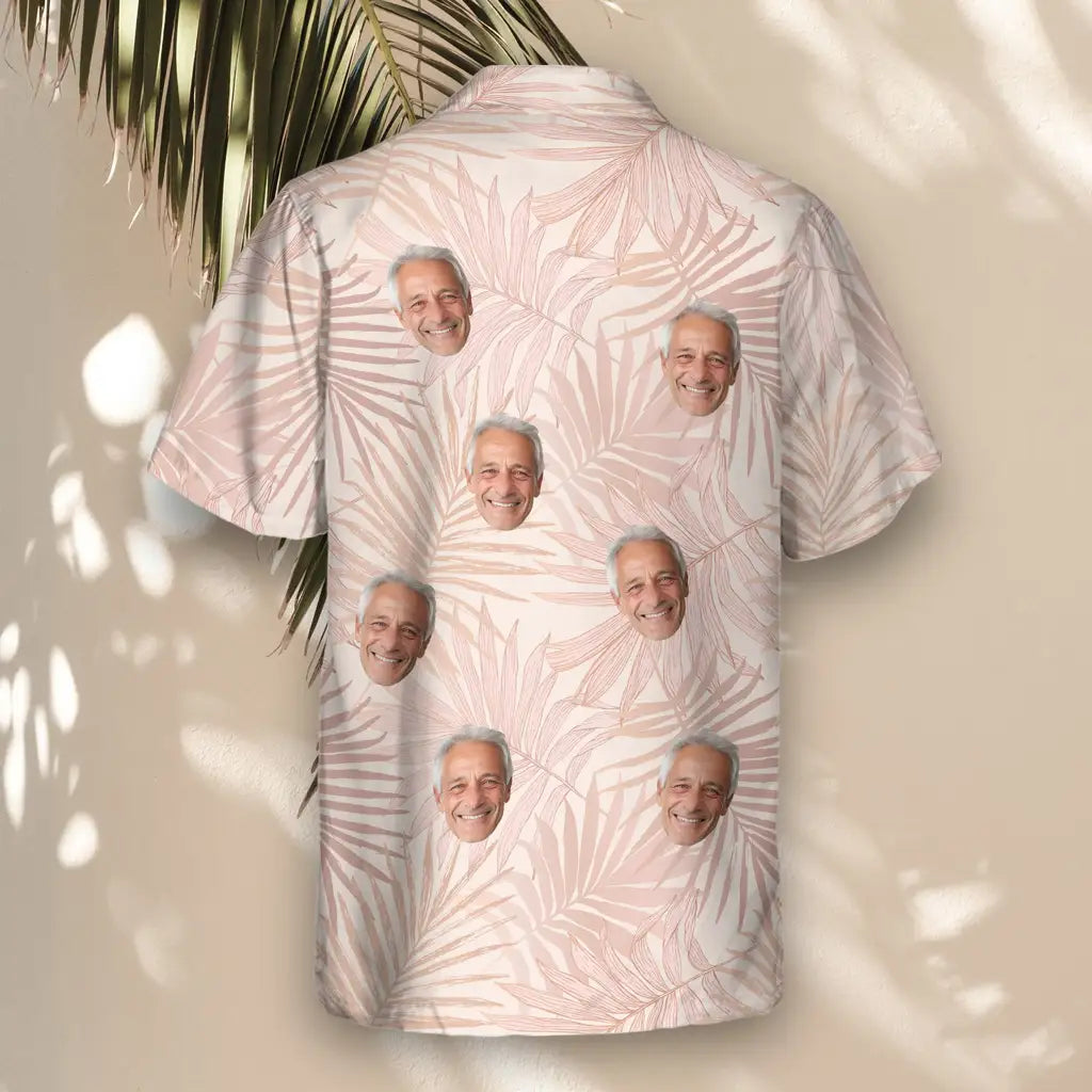Custom Face &amp; Logo Blush Tropics Hawaiian Shirt | Unique Summer Beach Gift for Men