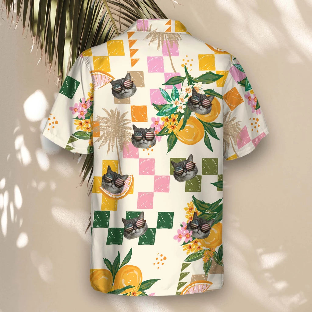 Custom Face &amp; Logo Citrus Splash Hawaiian Shirt | Fresh Summer Fruit Lover Gift