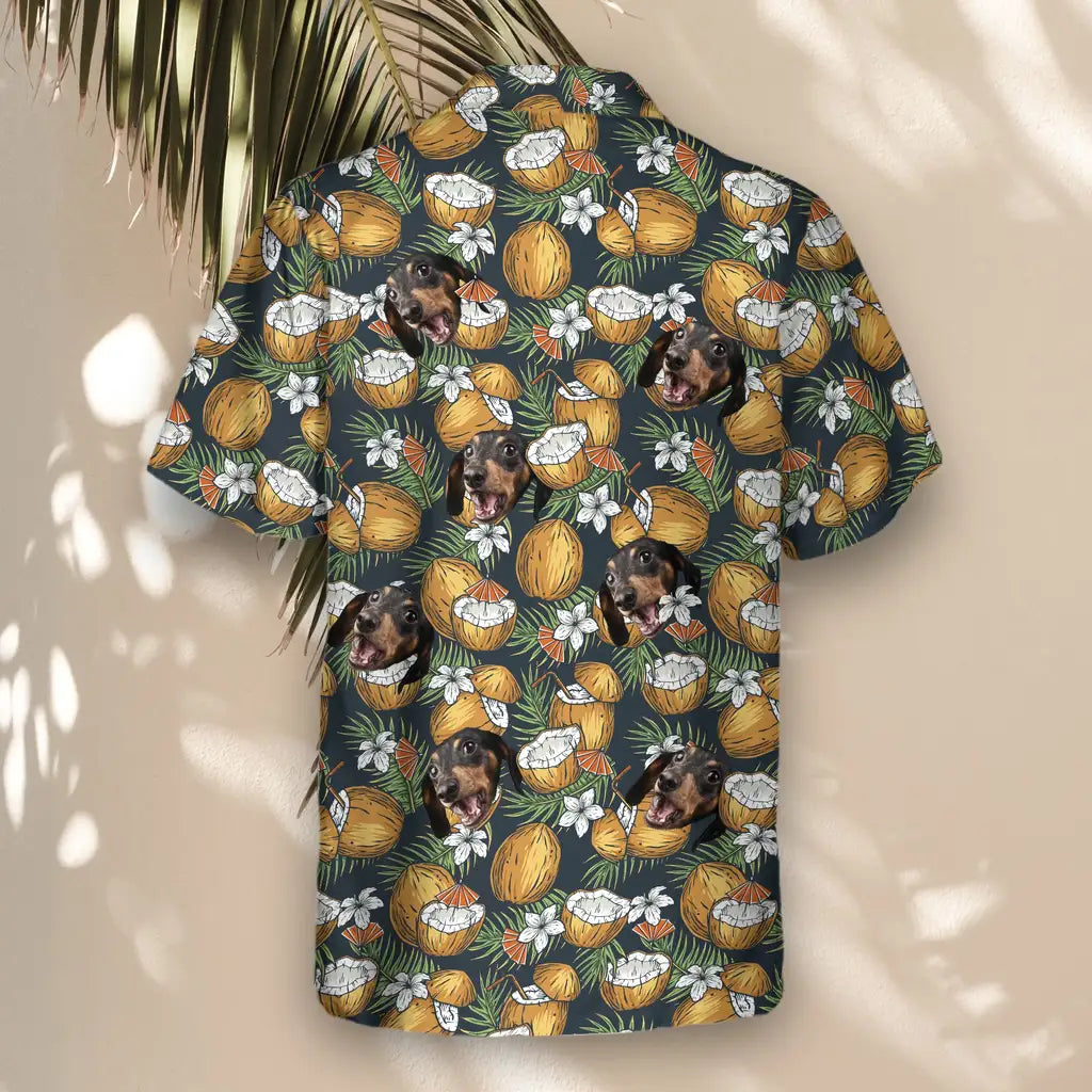 Custom Face &amp; Logo Coconut Paradise Cocktail Hawaiian Shirt | Fresh Summer Fruit Lover Gift