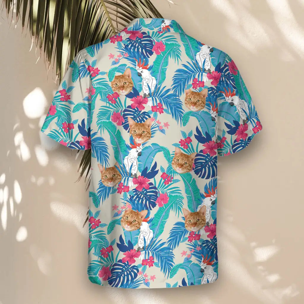 Custom Face &amp; Logo Exotic Cockatoo Paradise Hawaiian Shirt | Unique Gift for Wildlife Lovers