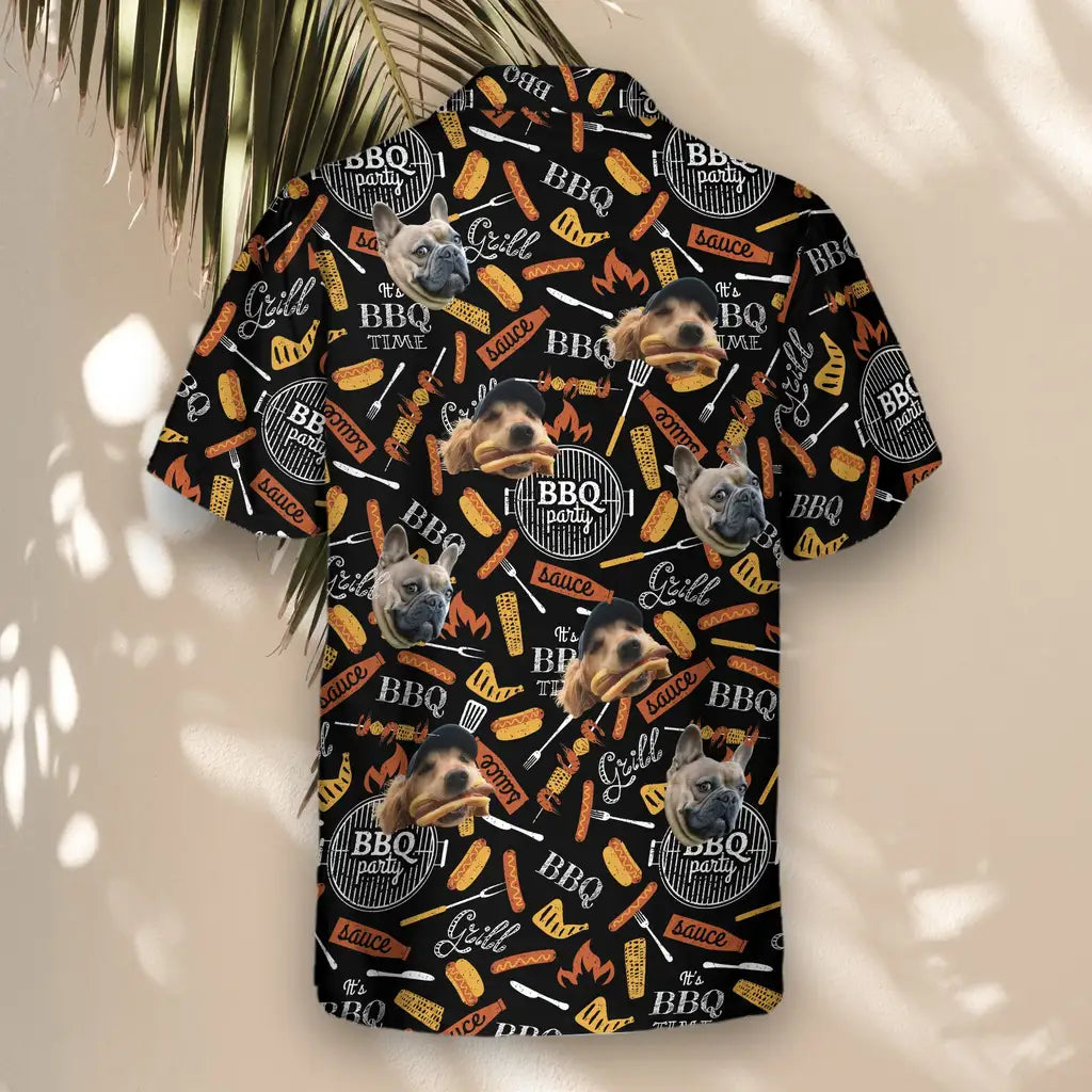 Custom Face &amp; Logo Grill Master Hawaiian Shirt | Perfect Backyard BBQ &amp; Summer Gathering