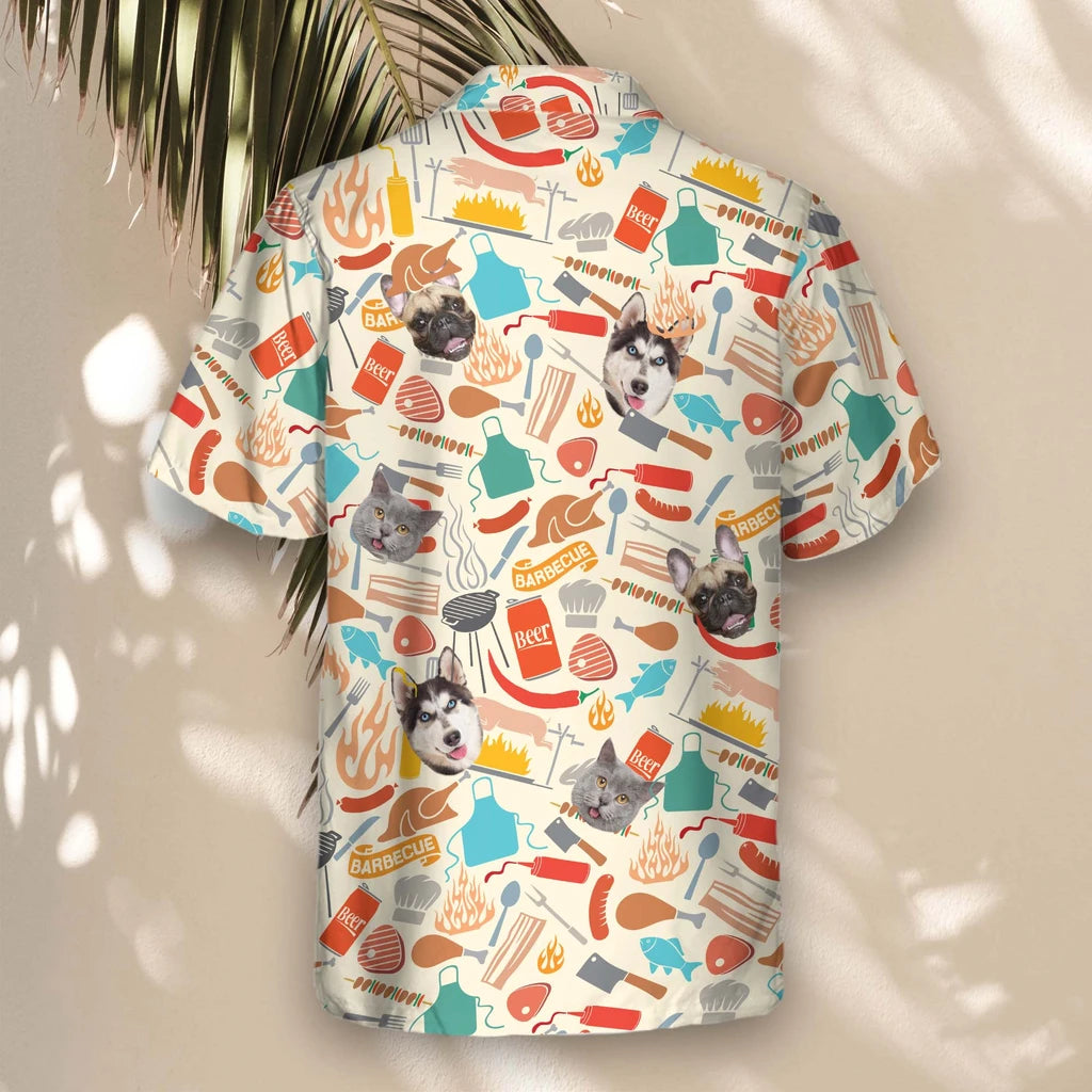 Custom Face &amp; Logo Grill Master Party Hawaiian Shirt | Perfect Backyard BBQ &amp; Summer Gathering