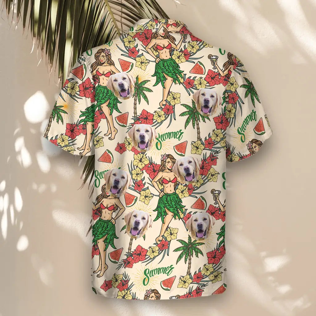 Custom Face &amp; Logo Island Party Vibes Hawaiian Shirt | Unique Summer Beach Gift for Men