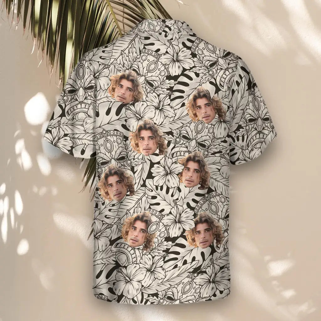 Custom Face &amp; Logo Island Tiki Vibes Hawaiian Shirt | Great for Themed Parties &amp; Group Events